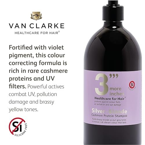 3 More Inches Silver Blonde Shampoo - Color Correcting Purple Shampoo for Blonde Hair - Anti-Brassy, Yellow Tones - Toning Violet Pigment - Sulphate Free - Hair Care by Michael Van Clarke - görsel 6