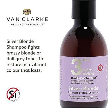 3 More Inches Silver Blonde Shampoo - Color Correcting Purple Shampoo for Blonde Hair - Anti-Brassy, Yellow Tones - Toning Violet Pigment - Sulphate Free - Hair Care by Michael Van Clarke