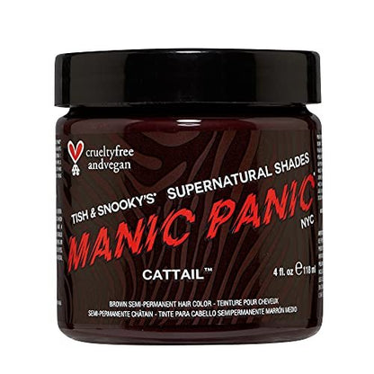 MANIC PANIC Cattail Medium Brown Hair Dye - Semi-Permanent Chocolate Brown Hair Color for Women and Men - Vegan, PPD & Ammonia Free (4 oz) Avelisse