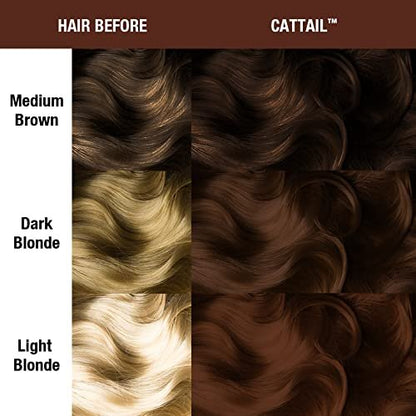 MANIC PANIC Cattail Medium Brown Hair Dye - Semi-Permanent Chocolate Brown Hair Color for Women and Men - Vegan, PPD & Ammonia Free (4 oz) Avelisse