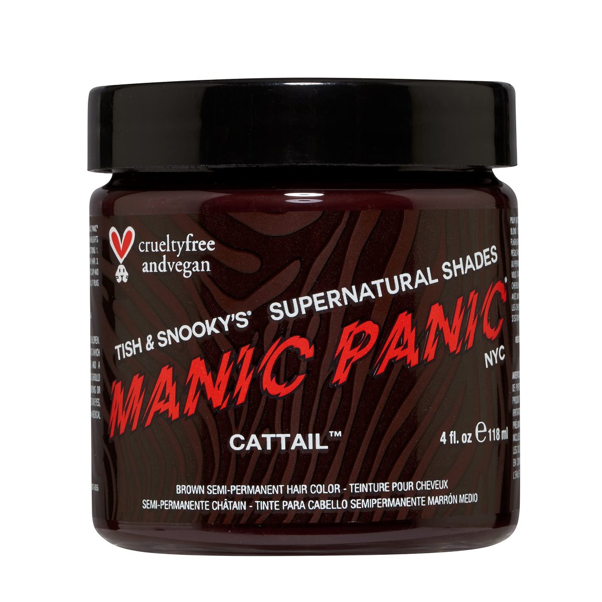 MANIC PANIC Cattail Medium Brown Hair Dye - Semi-Permanent Chocolate Brown Hair Color for Women and Men - Vegan, PPD & Ammonia Free (4 oz) Avelisse