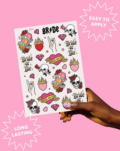 xo, Fetti Bride or Die Bachelorette Temporary Tattoos - 48 Foil Styles | Til Death Do Us Party Bach Decoration, Bridesmaid Favor, Bride to Be Gift + Bridal Shower Supplies