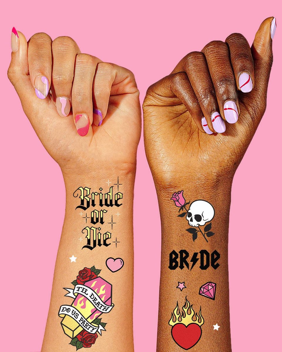 xo, Fetti Bride or Die Bachelorette Temporary Tattoos - 48 Foil Styles | Til Death Do Us Party Bach Decoration, Bridesmaid Favor, Bride to Be Gift + Bridal Shower Supplies - görsel 5