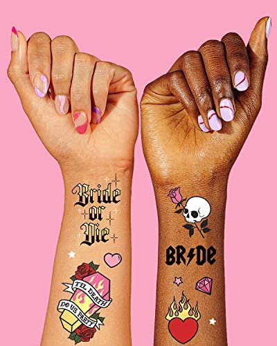 xo, Fetti Bride or Die Bachelorette Temporary Tattoos - 48 Foil Styles | Til Death Do Us Party Bach Decoration, Bridesmaid Favor, Bride to Be Gift + Bridal Shower Supplies - görsel 6