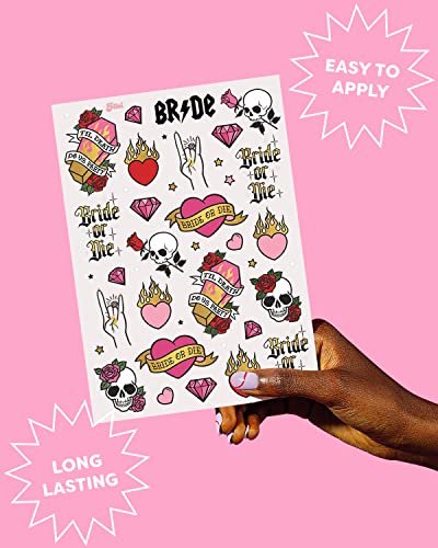 xo, Fetti Bride or Die Bachelorette Temporary Tattoos - 48 Foil Styles | Til Death Do Us Party Bach Decoration, Bridesmaid Favor, Bride to Be Gift + Bridal Shower Supplies - görsel 10