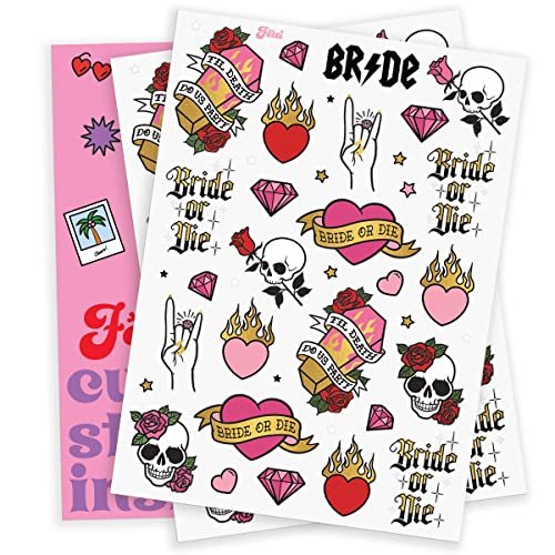 xo, Fetti Bride or Die Bachelorette Temporary Tattoos - 48 Foil Styles | Til Death Do Us Party Bach Decoration, Bridesmaid Favor, Bride to Be Gift + Bridal Shower Supplies - görsel 14