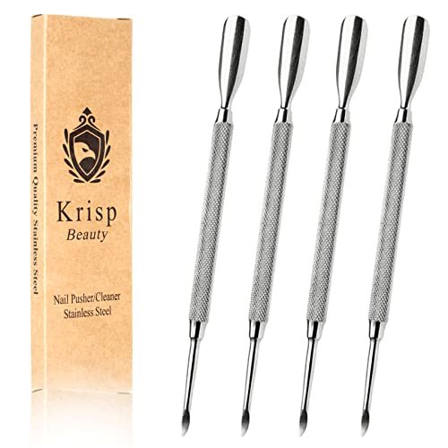 Professional Cuticle Pusher Tools - 4-Pack Stainless Steel Dual-Sided Nail Pusher and Remover Set by Krisp Beauty - görsel 2