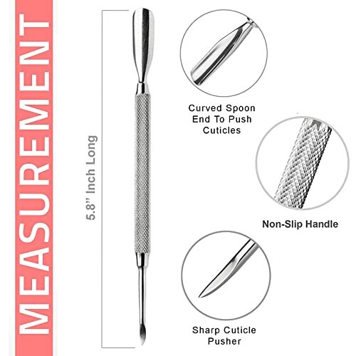 Professional Cuticle Pusher Tools - 4-Pack Stainless Steel Dual-Sided Nail Pusher and Remover Set by Krisp Beauty - görsel 4