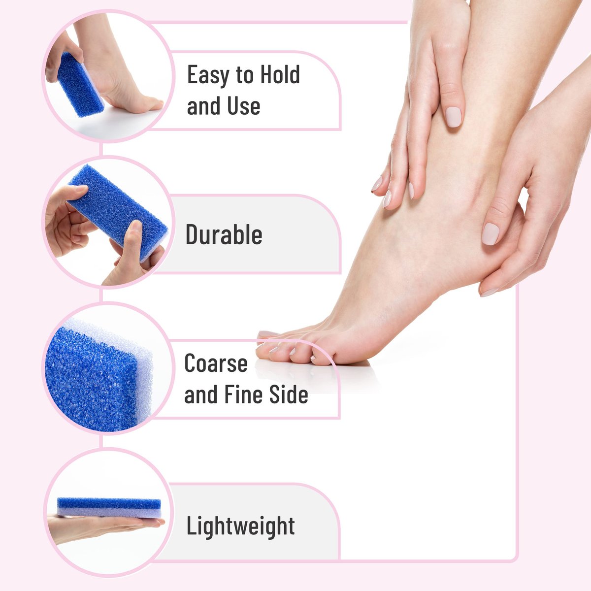 Slick Pumice Stone for Feet - 4 Pack Callus Remover, Foot Scrub for Pedicure, Dead Skin Remover - görsel 7