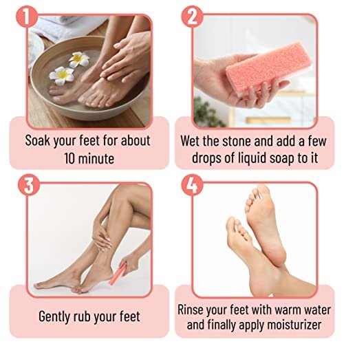Slick Pumice Stone for Feet - 4 Pack Callus Remover, Foot Scrub for Pedicure, Dead Skin Remover - görsel 12
