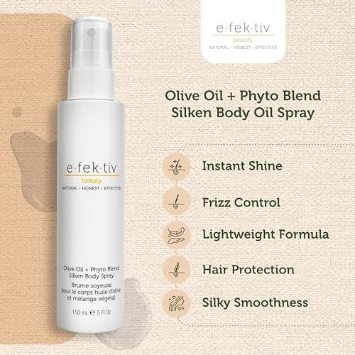 e.fek.tiv beauty Olive Oil Plus Phyto Blend Silken Body Spray - Everyday Skin Oil - Body Oil After Shower - Deep Moisturizing - Sulfate-free - Vegan - Unisex - 5 oz - görsel 4