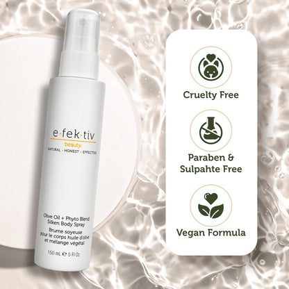 e.fek.tiv beauty Olive Oil Plus Phyto Blend Silken Body Spray - Everyday Skin Oil - Body Oil After Shower - Deep Moisturizing - Sulfate-free - Vegan - Unisex - 5 oz