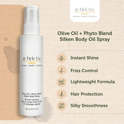 e.fek.tiv beauty Olive Oil Plus Phyto Blend Silken Body Spray - Everyday Skin Oil - Body Oil After Shower - Deep Moisturizing - Sulfate-free - Vegan - Unisex - 5 oz