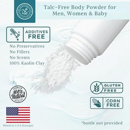Bare Essentials Living White Kaolin Clay Powder (12oz) - 100% Natural for Face Masks, Body Powder, Soap, Deodorant, and Seed Bombs