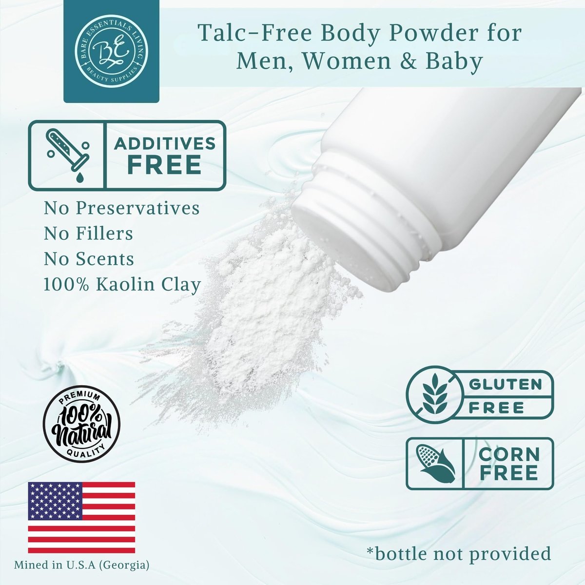 Bare Essentials Living White Kaolin Clay Powder (12oz) - 100% Natural for Face Masks, Body Powder, Soap, Deodorant, and Seed Bombs - görsel 7