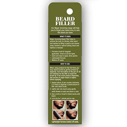 SoftSheen-Carson Magic Grooming Beard Filler Pencil Brush for Men – Natural Black, Waterproof, Fill Patchy Beard & Cover Greys, 0.05 Fl Oz