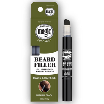 SoftSheen-Carson Magic Grooming Beard Filler Pencil Brush for Men – Natural Black, Waterproof, Fill Patchy Beard & Cover Greys, 0.05 Fl Oz