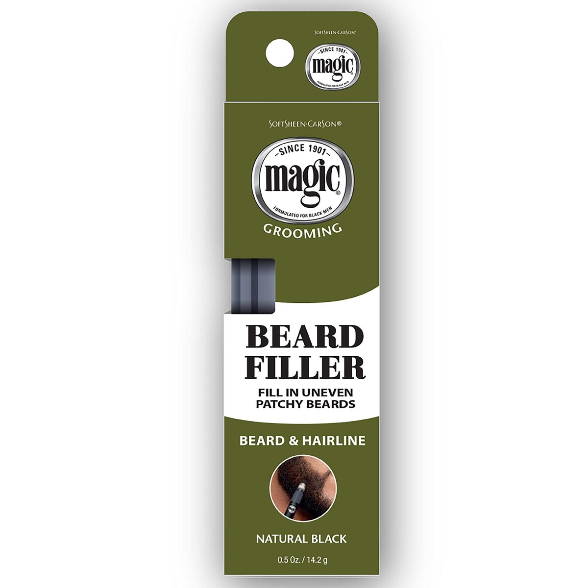 SoftSheen-Carson Magic Grooming Beard Filler Pencil Brush for Men – Natural Black, Waterproof, Fill Patchy Beard & Cover Greys, 0.05 Fl Oz - görsel 17