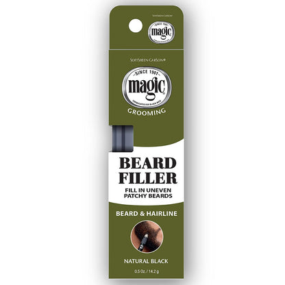 SoftSheen-Carson Magic Grooming Beard Filler Pencil Brush for Men – Natural Black, Waterproof, Fill Patchy Beard & Cover Greys, 0.05 Fl Oz