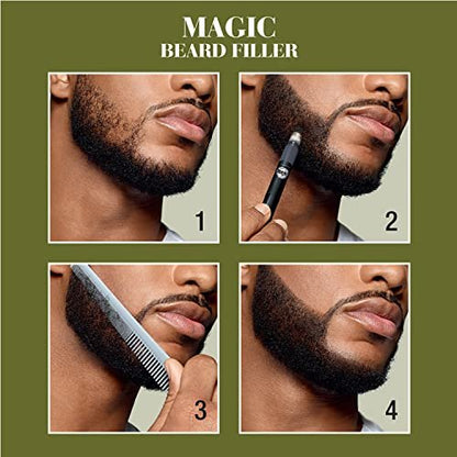 SoftSheen-Carson Magic Grooming Beard Filler Pencil Brush for Men – Natural Black, Waterproof, Fill Patchy Beard & Cover Greys, 0.05 Fl Oz