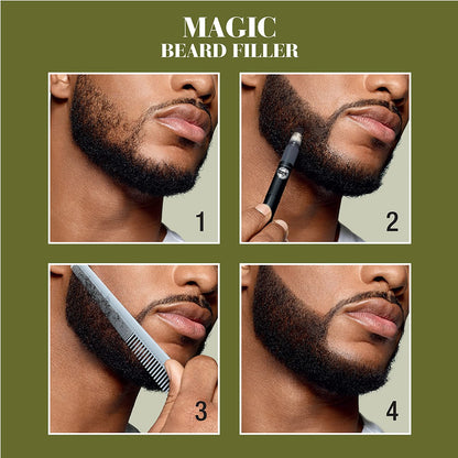 SoftSheen-Carson Magic Grooming Beard Filler Pencil Brush for Men – Natural Black, Waterproof, Fill Patchy Beard & Cover Greys, 0.05 Fl Oz