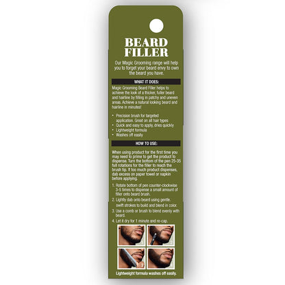 SoftSheen-Carson Magic Grooming Beard Filler Pencil Brush for Men – Natural Black, Waterproof, Fill Patchy Beard & Cover Greys, 0.05 Fl Oz