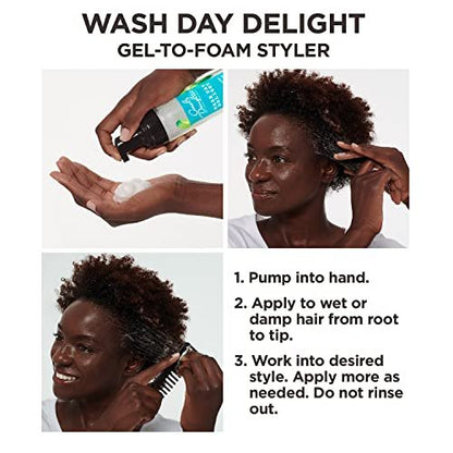 Carol's Daughter Wash Day Delight Hair Gel to Foam Mousse Styler and Hair Detangler for Curls with Aloe, Natural-looking Hold 8.5 fl oz Avelisse