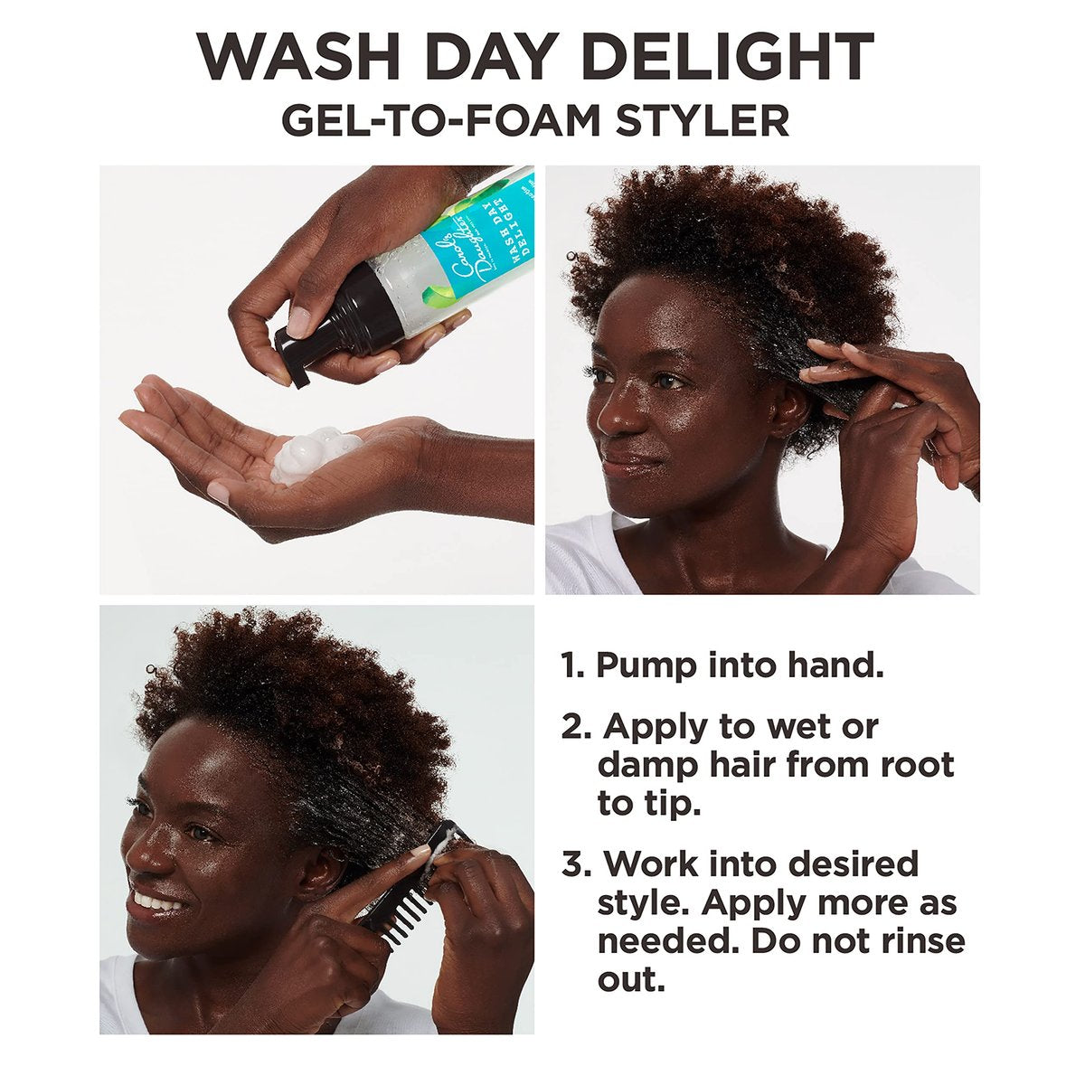 Carol's Daughter Wash Day Delight Hair Gel to Foam Mousse Styler and Hair Detangler for Curls with Aloe, Natural-looking Hold 8.5 fl oz Avelisse