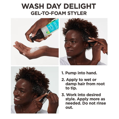 Carol's Daughter Wash Day Delight Hair Gel to Foam Mousse Styler and Hair Detangler for Curls with Aloe, Natural-looking Hold 8.5 fl oz Avelisse