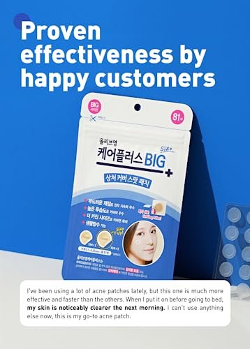 OLIVE YOUNG Care Plus Spot Patch Big (81 Count) - Hydrocolloid Acne Pimple Patches for Blemishes and Zits Avelisse