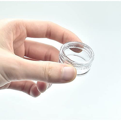 55-Pack 5g Clear Plastic Sample Containers with Lids & Labels - Small Round Jars for Cosmetics, Creams, Makeup, Nails