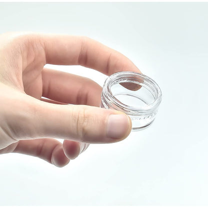 55-Pack 5g Clear Plastic Sample Containers with Lids & Labels - Small Round Jars for Cosmetics, Creams, Makeup, Nails