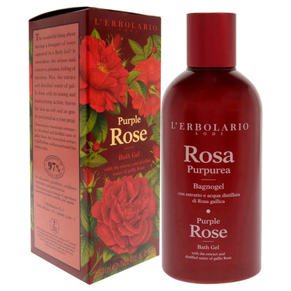 L'Erbolario Purple Rose Shower Gel – Moisturizing Body Wash for Daily Cleansing – Softening Body Soap with Sophisticated Floral Fragrance – 8.4 oz