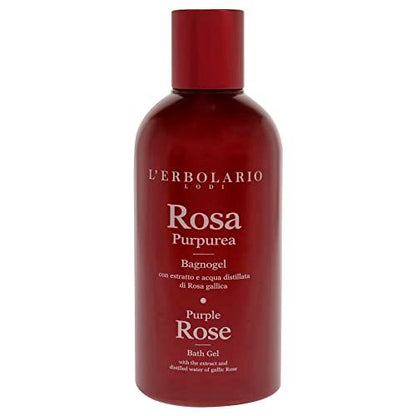 L'Erbolario Purple Rose Shower Gel – Moisturizing Body Wash for Daily Cleansing – Softening Body Soap with Sophisticated Floral Fragrance – 8.4 oz