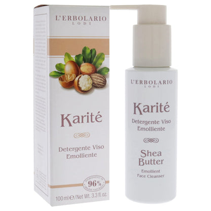 L'Erbolario Shea Butter Emollient Face Cleanser - Daily Facial Cleanser for Oily and Dry Skin, Removes Makeup and Impurities, Restores Natural Glow, 3.3 oz