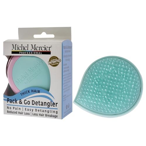 Michel Mercier Pack and Go Detangler - Mini Scalp Massager Hair Brush for Thick Hair, No-Pain Detangling, Reduces Breakage, Turquoise-Pink - görsel 8