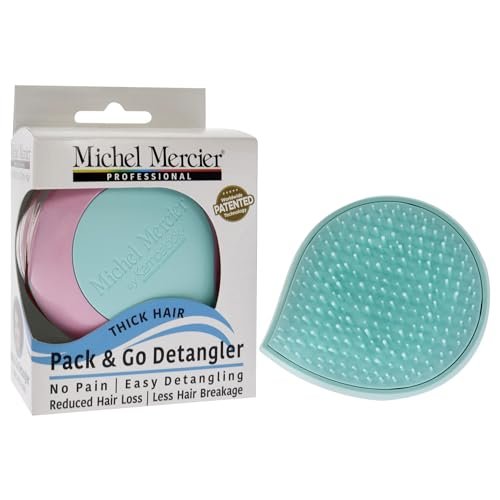 Michel Mercier Pack and Go Detangler - Mini Scalp Massager Hair Brush for Thick Hair, No-Pain Detangling, Reduces Breakage, Turquoise-Pink - görsel 6