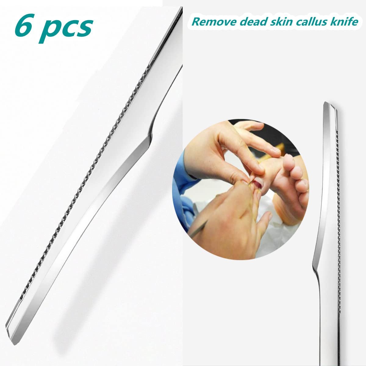 Professional Stainless Steel Foot Scraper Kit - 6 Pcs Pedicure Knife Tools for Dead Skin & Callus Removal Avelisse
