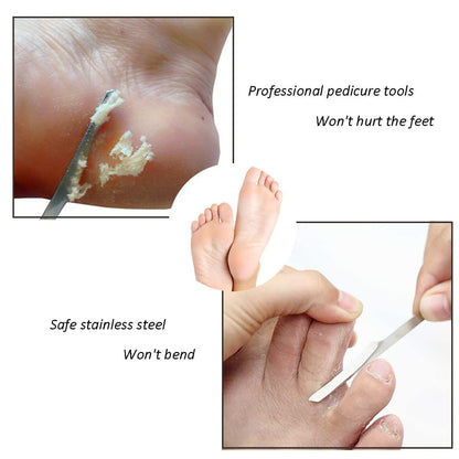 Professional Stainless Steel Foot Scraper Kit - 6 Pcs Pedicure Knife Tools for Dead Skin & Callus Removal Avelisse