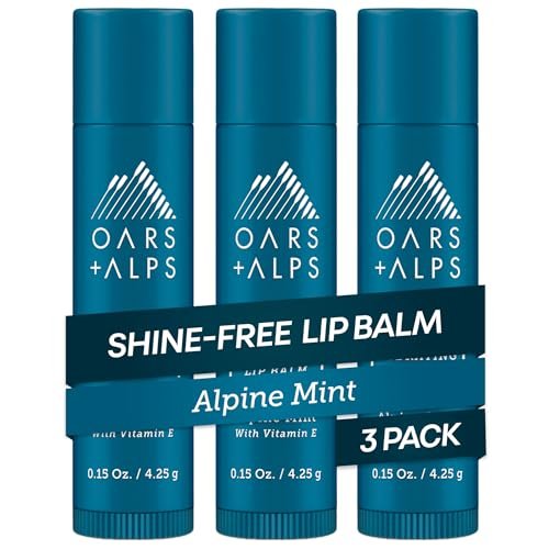 Oars + Alps Clear Lip Balm for Men & Women, Ultra Hydrating Lip Care Infused with Vitamin E, Alpine Mint Scent, 3-Pack Avelisse