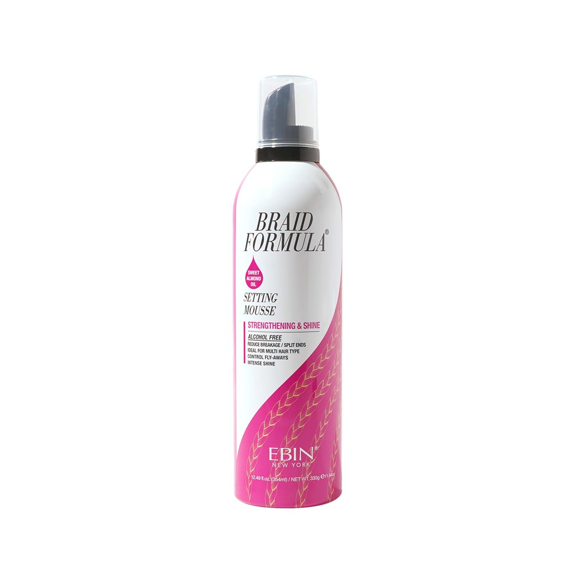 EBIN NEW YORK Braid Formula Setting Mousse with Sweet Almond Oil - 12.49 oz - Long-Lasting Hold for Braids & Styles Avelisse