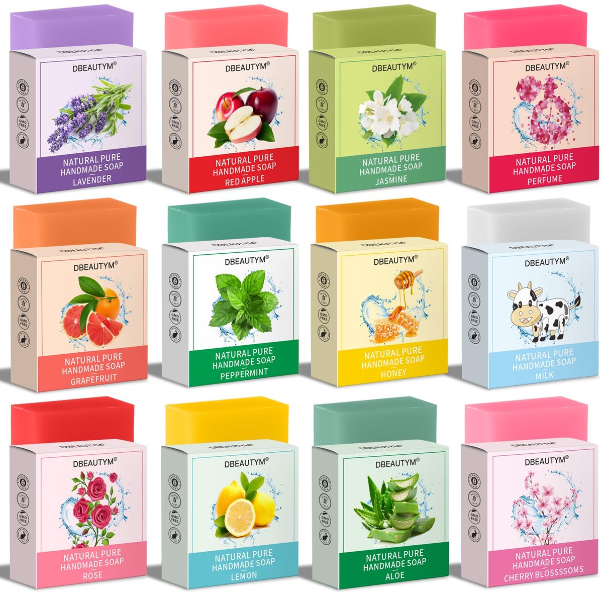12 Pack Natural Plant Fragrance Bar Soap Gift Set - Travel Size Hand Wash Bars for Women, Men, Teens - Bulk Assorted Scents Avelisse