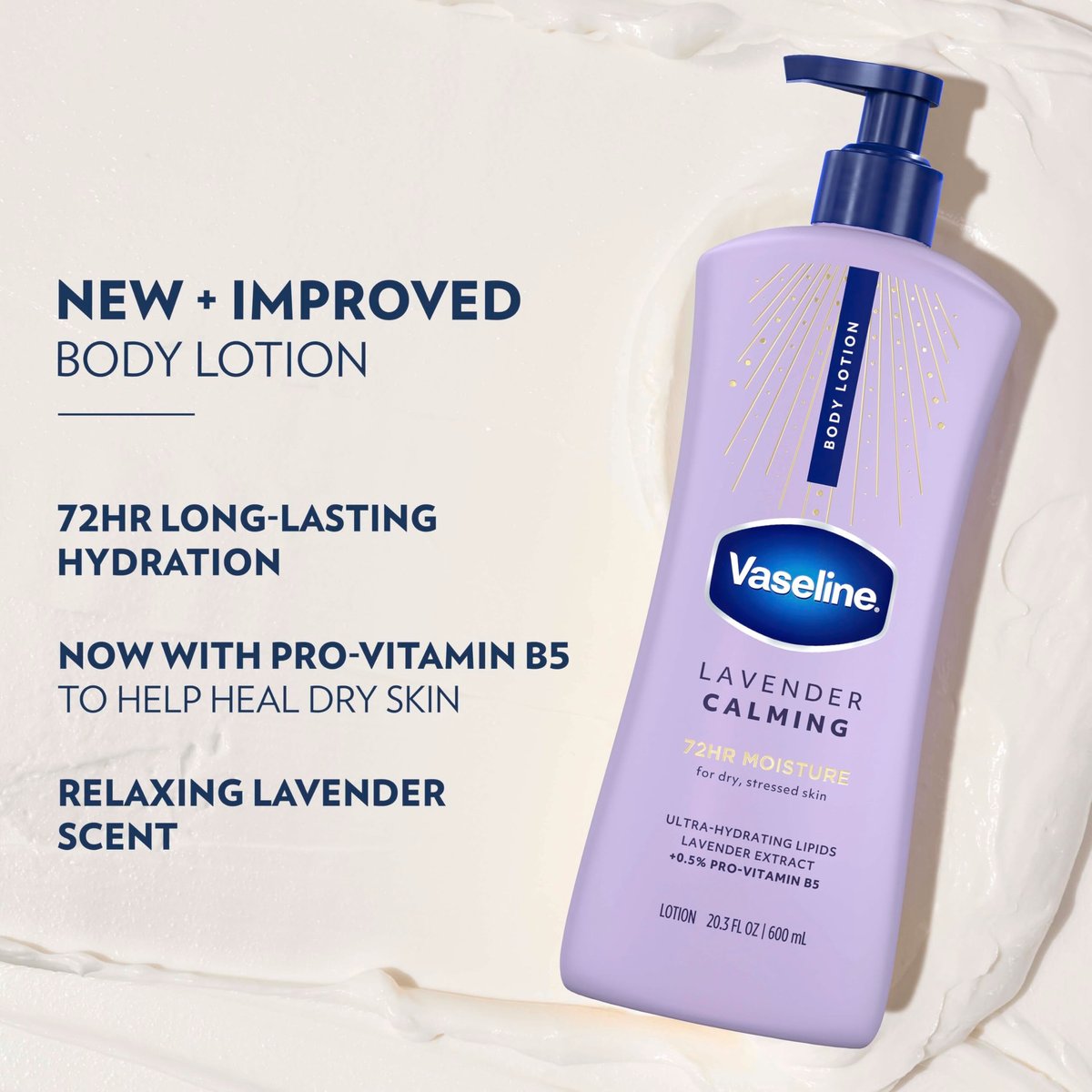 Vaseline Intensive Care Calm Healing Body Lotion, 3 Pack, 20.3 oz Each for Dry Skin Relief with Lavender Extract - görsel 7