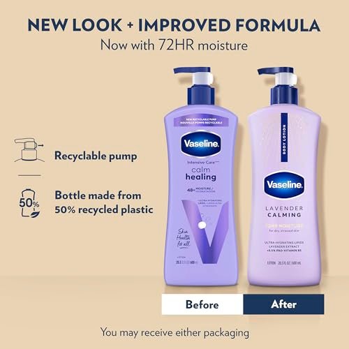 Vaseline Intensive Care Calm Healing Body Lotion, 3 Pack, 20.3 oz Each for Dry Skin Relief with Lavender Extract - görsel 6