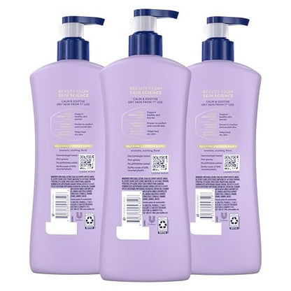 Vaseline Intensive Care Calm Healing Body Lotion, 3 Pack, 20.3 oz Each for Dry Skin Relief with Lavender Extract