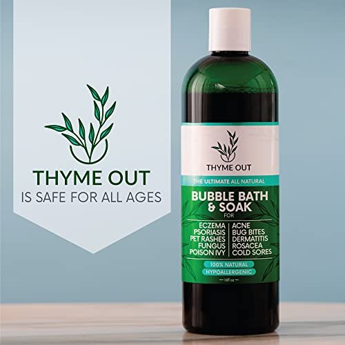 All Natural Organic Plant Based Bubble Bath – Hypoallergenic Skin-Soothing Thyme Eczema Bath Soak with Colloidal Oatmeal – Sensitive Skin Bubble Bath for Kids & Adults – 16 oz Avelisse