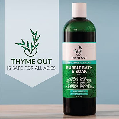 All Natural Organic Plant Based Bubble Bath – Hypoallergenic Skin-Soothing Thyme Eczema Bath Soak with Colloidal Oatmeal – Sensitive Skin Bubble Bath for Kids & Adults – 16 oz Avelisse