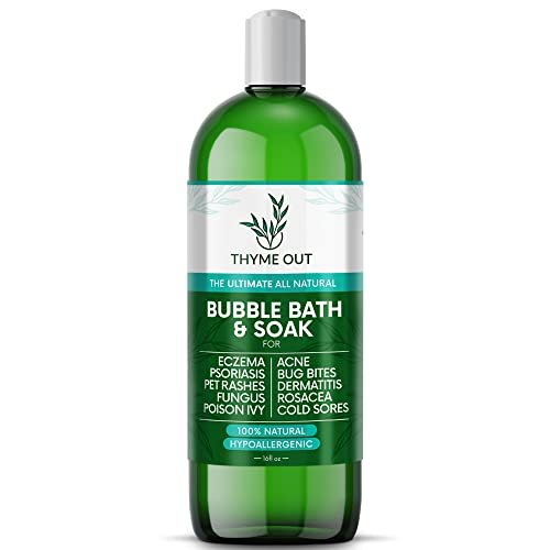 All Natural Organic Plant Based Bubble Bath – Hypoallergenic Skin-Soothing Thyme Eczema Bath Soak with Colloidal Oatmeal – Sensitive Skin Bubble Bath for Kids & Adults – 16 oz Avelisse