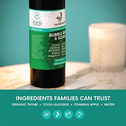 All Natural Organic Plant Based Bubble Bath – Hypoallergenic Skin-Soothing Thyme Eczema Bath Soak with Colloidal Oatmeal – Sensitive Skin Bubble Bath for Kids & Adults – 16 oz Avelisse