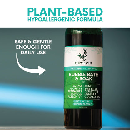 All Natural Organic Plant Based Bubble Bath – Hypoallergenic Skin-Soothing Thyme Eczema Bath Soak with Colloidal Oatmeal – Sensitive Skin Bubble Bath for Kids & Adults – 16 oz Avelisse